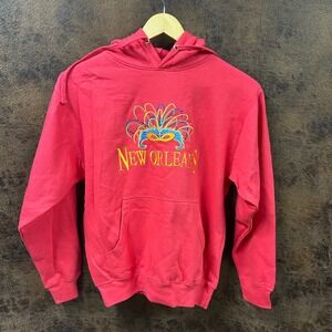 NWOT Nola S+G Unisex Medium Hoodie New Orleans Embroidered Red or Deep Pink